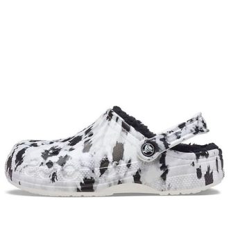 Crocs Baya Lined Clog Fleece Lined Unisex White Gray Slippers “White Grey” 205975-10M