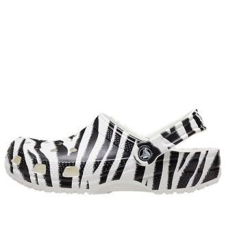 Crocs Classic Clog animal Printing Beach Sandals Black White 206676-1DE