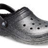 Crocs Classic Glitter Lined Clogs “Black Silver” 205842-067