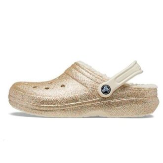 Crocs Classic Glitter Lined Clogs “Gold White” 205842-93S