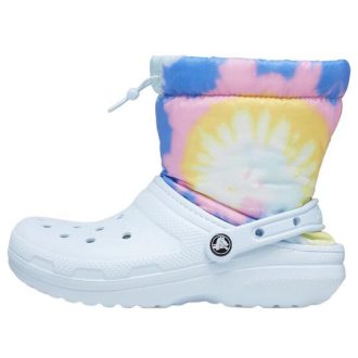 Crocs Classic Lined Neo Puff Boots “Tie Dye Mineral Blue” 207328-002