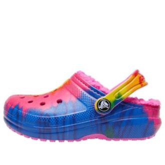 Crocs (GS) Classic Lined TieDye Graphic Clogs “Blue Pink” 206683-6RW