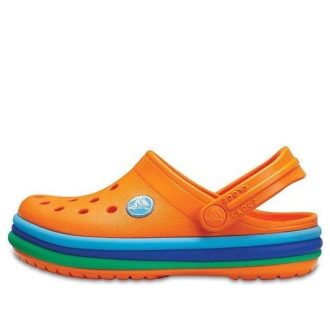 Crocs (GS) Crocband Rainbow Band Clogs “Orange Blue” 205205-80O