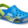 Crocs (PS) Funny Pattern Flat Heel Sports Blue Sandals 207074-4JL Crocs (PS) Funny Pattern Flat Heel Sports Blue Sandals 207074-4JL