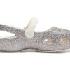 Crocs (PS) Outdoor Flat Heel Shiny Sports Silver Sandals 206370-93R