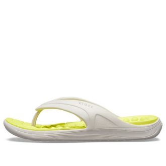 Crocs Reviva Stylish Upper Round Toe Flip Flops “White Yellow” 205545-1CC