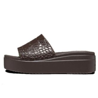 Crocs (WMNS) Brooklyn Croco Shine Slide Sandals “Espresso” 209253-206