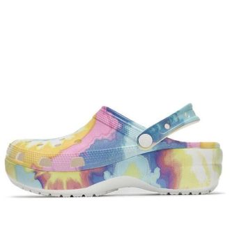 Crocs (WMNS) Classic clog clouds Tie Dye Printing Lightweight Cozy Sports Sandals Pink Blue 207151-94S