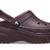 Crocs (WMNS) Classic Platform Lined Clogs “Dark Cherry” 207938-6WD