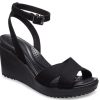 Crocs (WMNS) Leigh II Cross Strap Ankle Wedge Sandals “Black” 204950-060