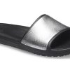 Crocs (WMNS) Sloane Shine Low Slide Flat Casual Black Silver Slippers “Black Silver” 206921-001