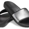 Crocs (WMNS) Sloane Shine Low Slide Flat Casual Black Silver Slippers “Black Silver” 206921-001