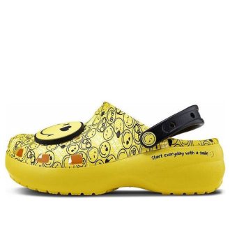 Crocs (WMNS) X Smiley Classic Clog Thick Sole Smiling Face clouds Sandals Yellow Black 207233-90H